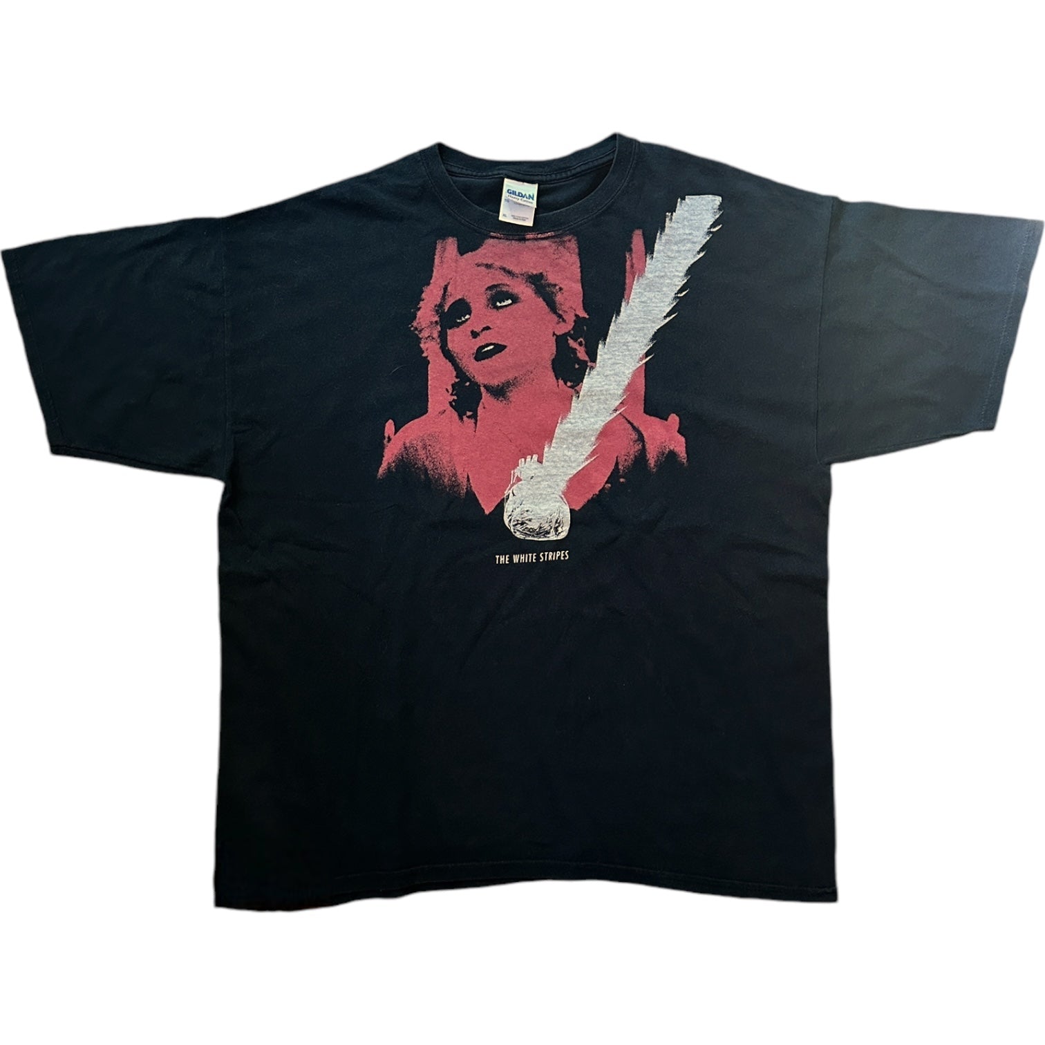 White Stripes Vintage T Shirt Y2K